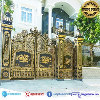 cổng nhôm đúc hưng phát 118